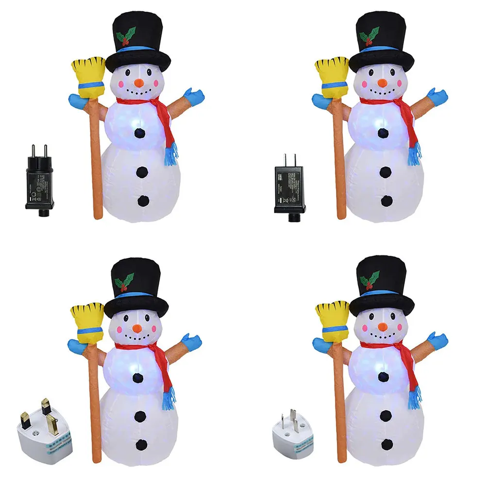 

Happy New Year Christmas Ornaments Inflatable Snowman With LED Light Holding Broom Christmas Tree Garden Home Decora Noel Natal