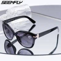 seemfly bifocal reading sun glasses women men presbyopia eyeglasses cat eye sunglasses diopter 1 0 to 3 0 oculos de grau 2021