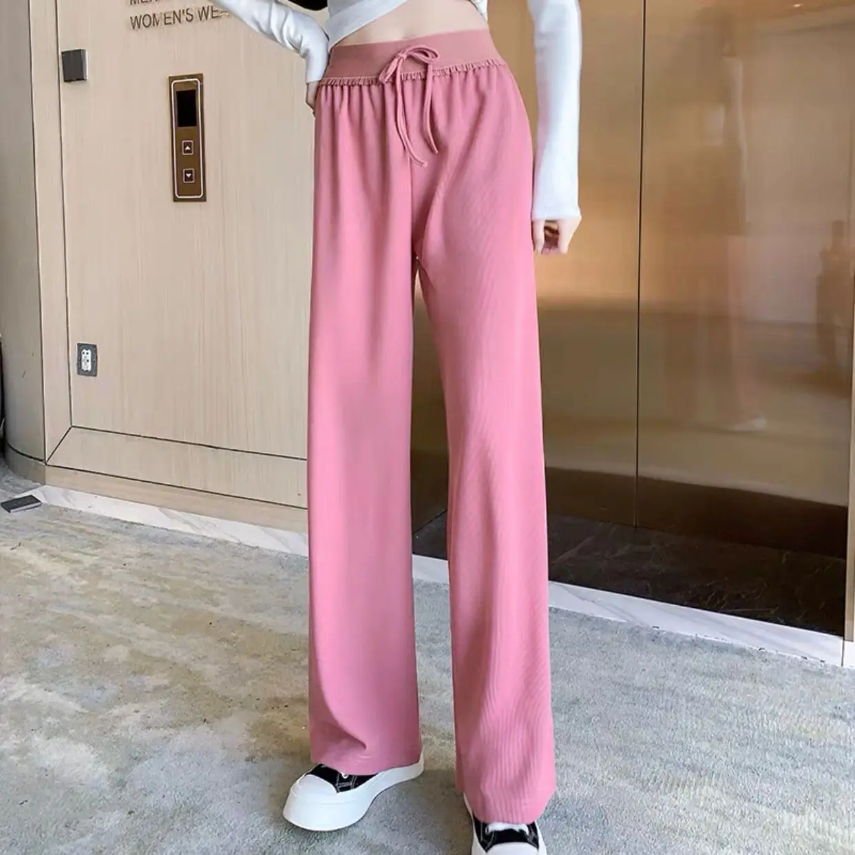 

2021 new ice silk wide leg pants for women in spring and summer