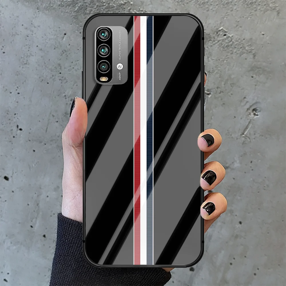 

Brand THOM BROWNES Phone Tempered Glass Case Cover For Xiaomi Redmi note k 7 8 9 10 30 40 A C T S Pro Shell Black Etui