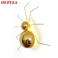 oufula modern led wall lamps fixture golden spider creative decorative sconces for home bedroom living room dining room children
