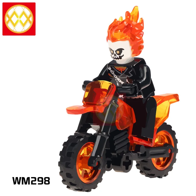 WM298 Hello Boy Ghost мотоциклист Гидра строительные блоки Surfur Firestorm Robocop Blade Supervillians красные игрушки в форме черепа детские подарки - Цвет: WM298