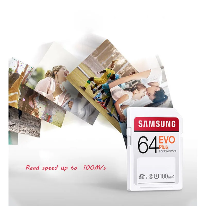 EVO Plus SD Card Samsung 64GB 128GB 256GB SDXC U3 32GB U1 SD SDHC Card Class 10 read up to 100Mb/s Memory Card For SLR Camera