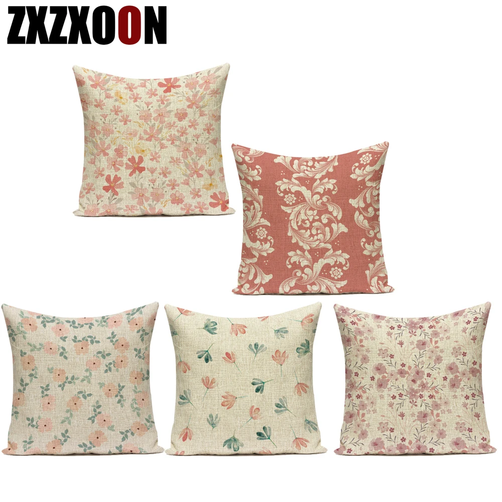 

Декоративный чехол для детской спальни с изображением листьев и розовых цветов