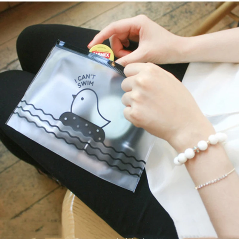 

PVC Transparent Storage Bag For Make Up Pen Waterproof Zipper Mini Cosmetic Bags Cute Cartoon Travel Pouch Female Women Neceser