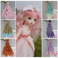 aidolla gradient color bjd wig 15100cm high temperature wire doll hair wig corn curly hair row for diy dolls doll accessories