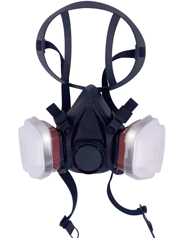 Респиратор для защиты от пыли черная полумаска на половину лица с очками паров