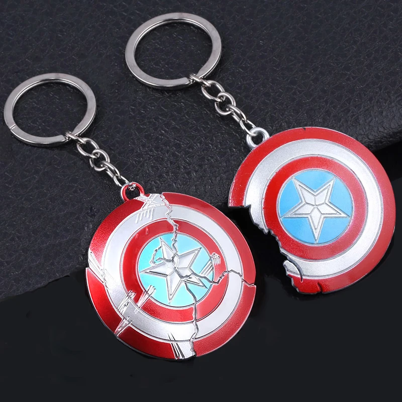 Капитан Америка поврежденный брелок со щитом мстители супергерой Steve Rogers оружие металлический брелок для мужчин и женщин Аксессуары для машины, сумки