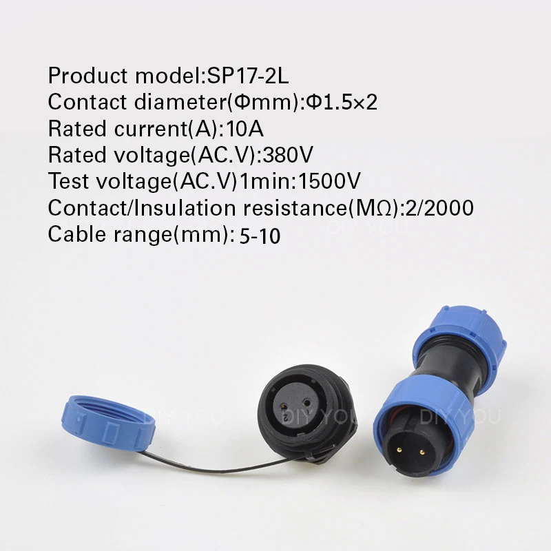 SP17 IP68 задняя гайка тип Электрический водонепроницаемый разъем 2/3/4/5/7/9 Pin