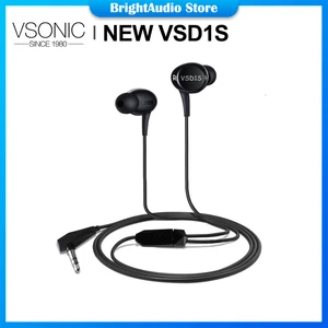 VSONIC новые VSD1S i HiFi наушники-вкладыши с динамическим драйвером, IEM двухсторонние спортивные наушники-вкладыши, гарнитура с микрофоном и голосовым управлением