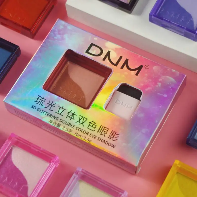 Двухцветные матовые тени для век DNM с кистью перламутровые блестящие не
