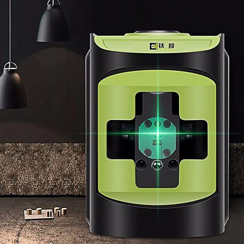 Лазерный уровень с 2 поперечными линиями зеленого цвета самонивелирующийся