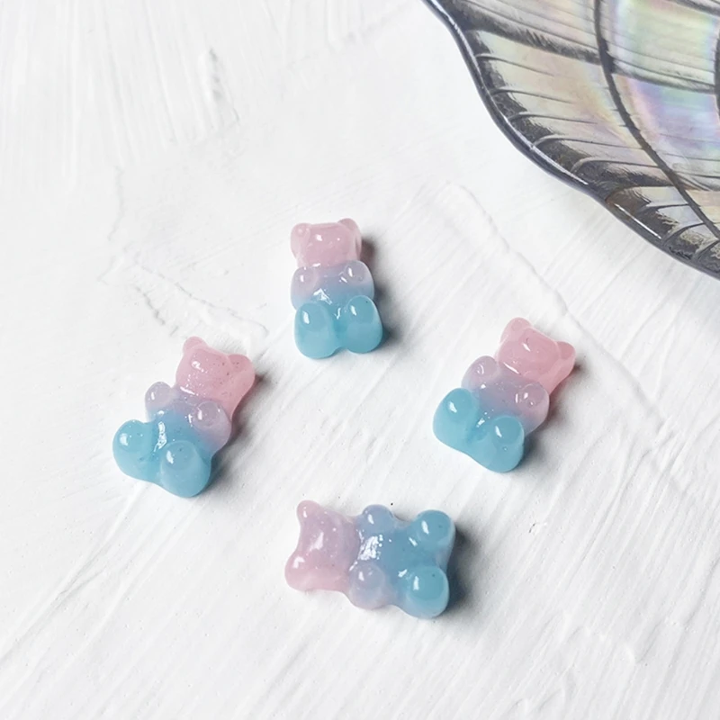 

100 Pieces of Candy Gummy Bear Ornaments Colorful Resin Bear Pendant for Diy Necklace Key Chain Dollhouse Decoration