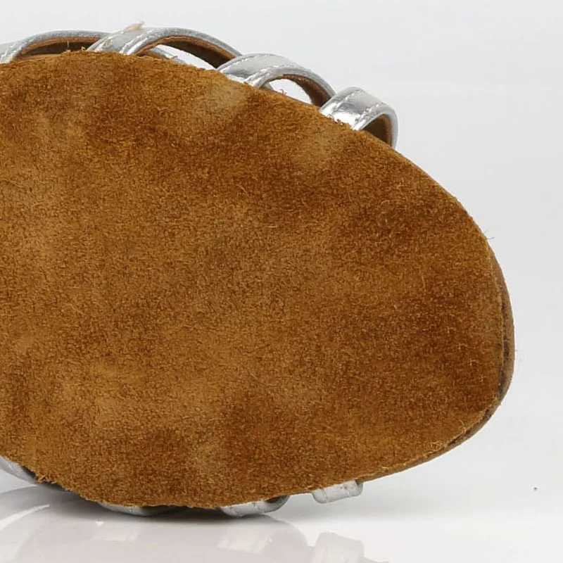 Женские туфли для латиноамериканских танцев BD серебристые золотистые бальных