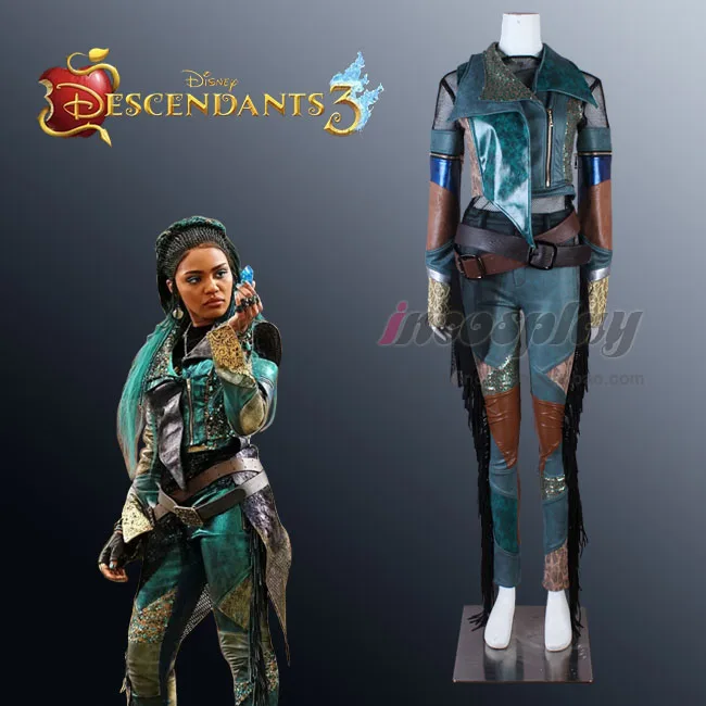

[Customized] Anime Descendants 3 Uma Battle Unifrom Full Set PU Leather Cosplay Costume Women Halloween Free Shipping 2019