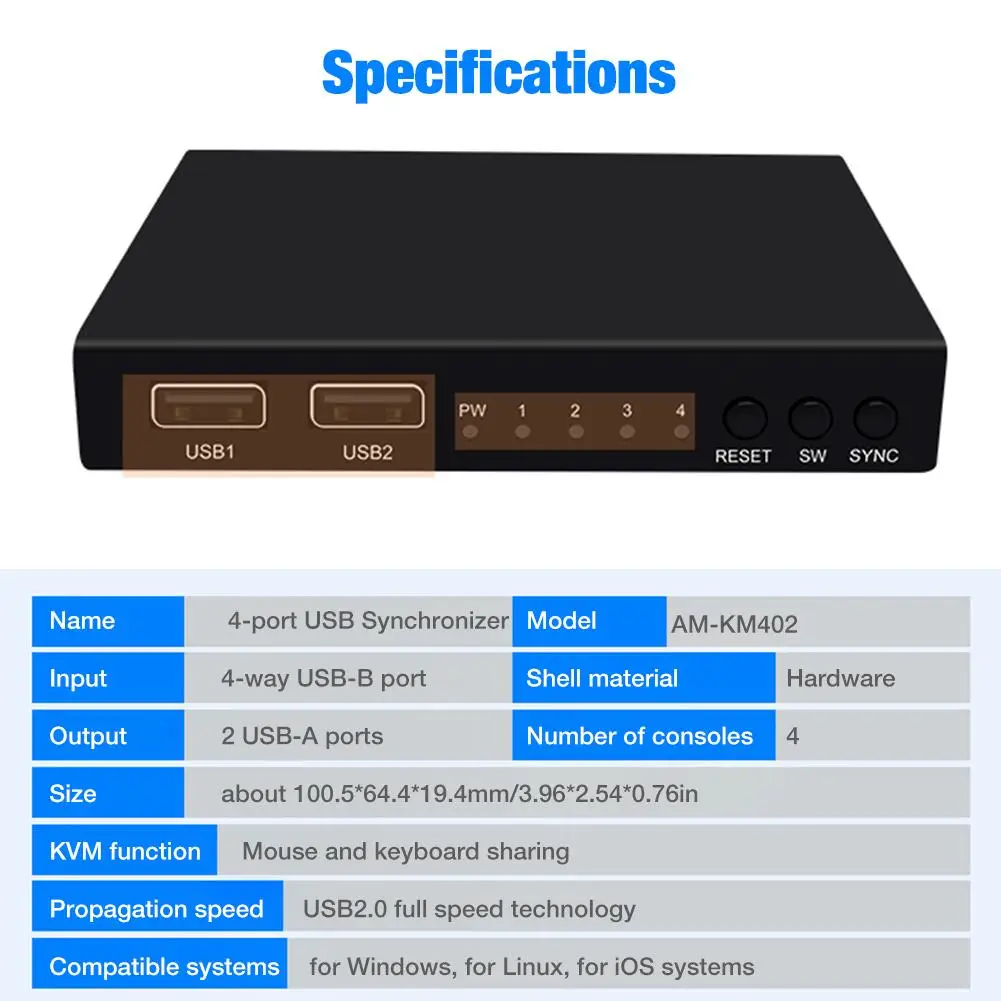 4 портовый USB синхронизатор распределительный блок периферийный коммутатор