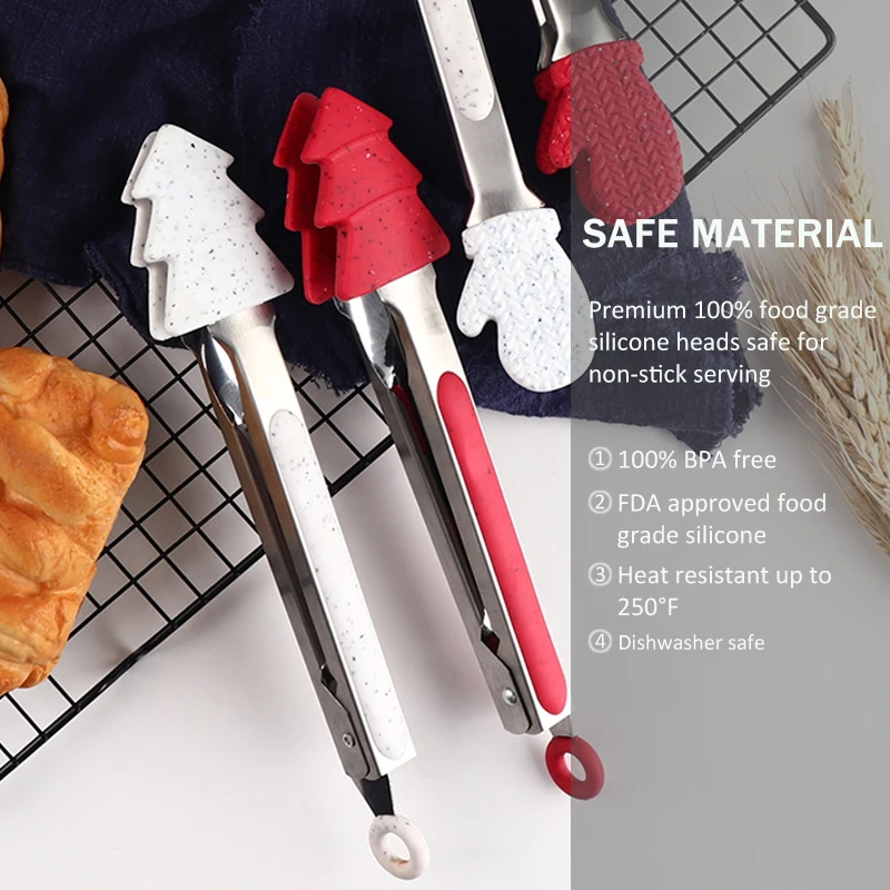 TEENRA 2 шт. пищевые силиконовые щипцы для барбекю с антипригарным зажимом кухонные