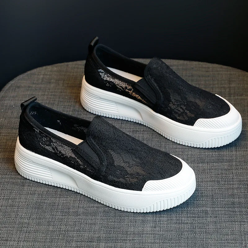 

Shoes Woman Flats Round Toe Tennis Female Clogs Platform Casual Sneaker Slip-on Modis Dress Summer New Breathable Creepers Slip
