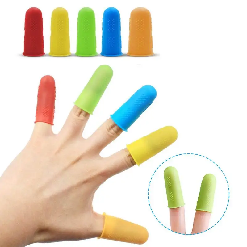 

5/3Pcs Silicone Finger Sleeves Anti-Scalding Finger Cot Elastic Finger Protector 3 Sizes For Camping Household Kitchen Supplies