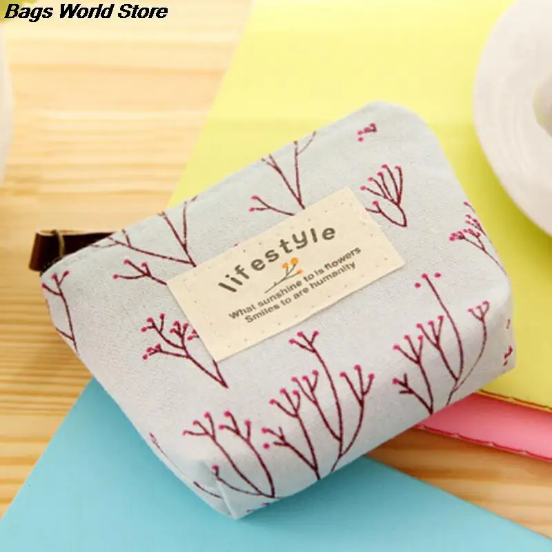 Цветочный маленький кошелек для женщин Холщовая Сумка милые держатели денег