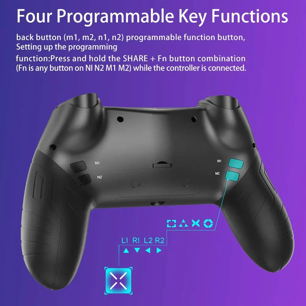 

Wireless Game Controller For PS4 Elite/Slim/Pro Console For Dualshock 4 Gamepad With Programmable Back Button Support PC