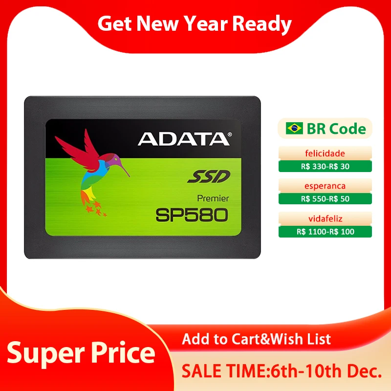 

SSD-Накопитель ADATA SP580, высокоскоростной Внутренний твердотельный диск 120 ГБ 240 ГБ 480 дюйма SATA III для настольного компьютера, ноутбука, ПК