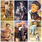 Алмазная 5D картина для творчества YI Bright, картина с изображением маленького мальчика и собаки, мозаика для творчества, домашний декор, настенное искусство, подарок