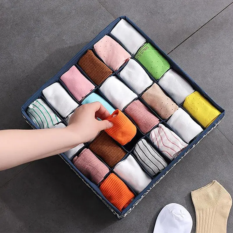 

Thicken Washable 24 Grids Underwear Bras Socks Scarves Tie Storage Box Drawer Divider Boxes Wardrobe Clothes Finishing Organizer