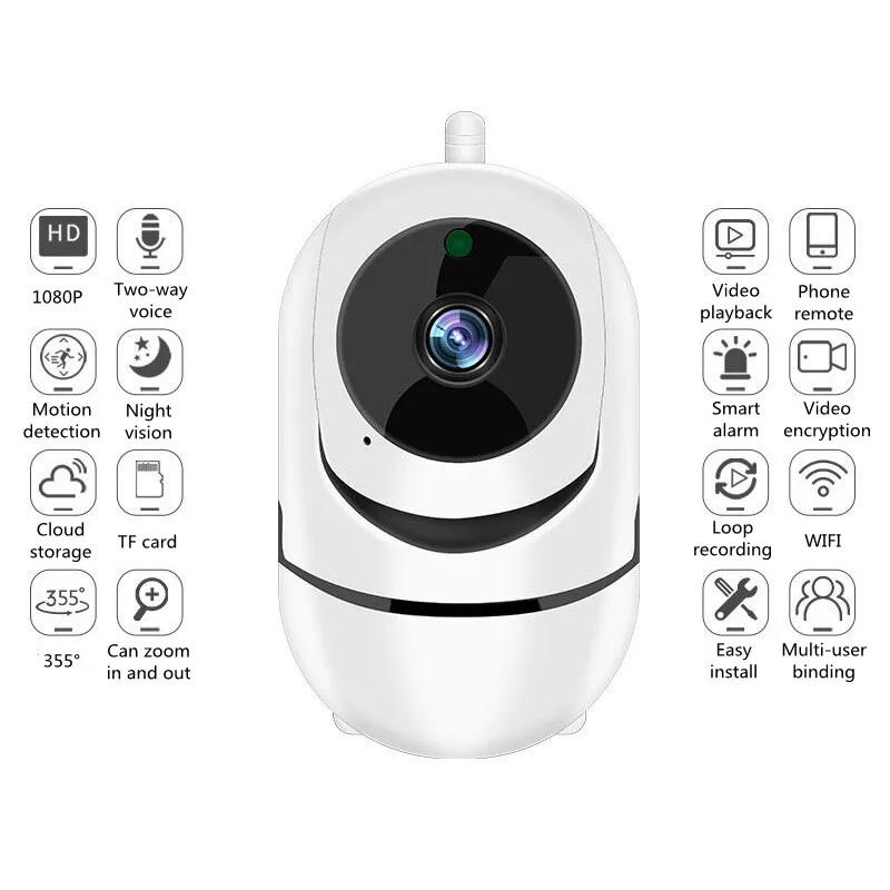 

Беспроводная IP-камера с функцией ночного видения, 1080P