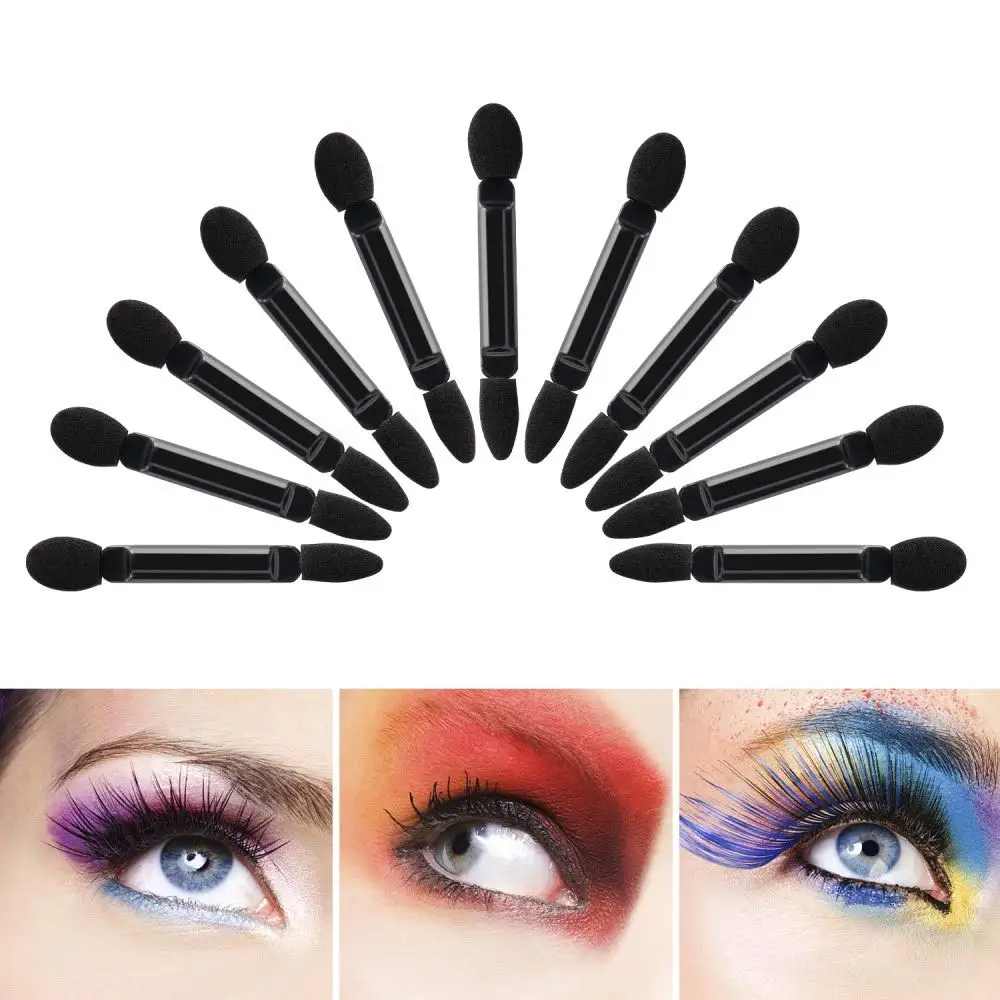 

100pcs Disposable Dual Sided Eyeshadow Eyebrow Eyeliner Brush Sponge Tipped Oval Makeup Brush Applicator Make up Tool Beauty
