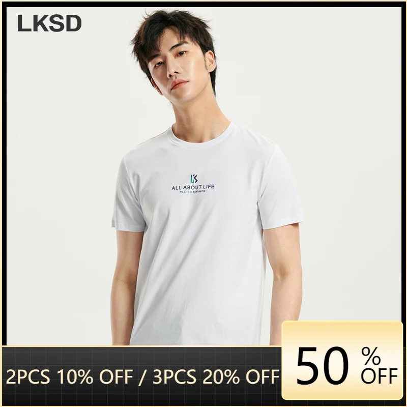 

LKSD Summer New Men's Tshirt Fashion Causal cotton Letter Printed Oneck Loose Short Sleeve Oversize Simple Men's Tops U060510158
