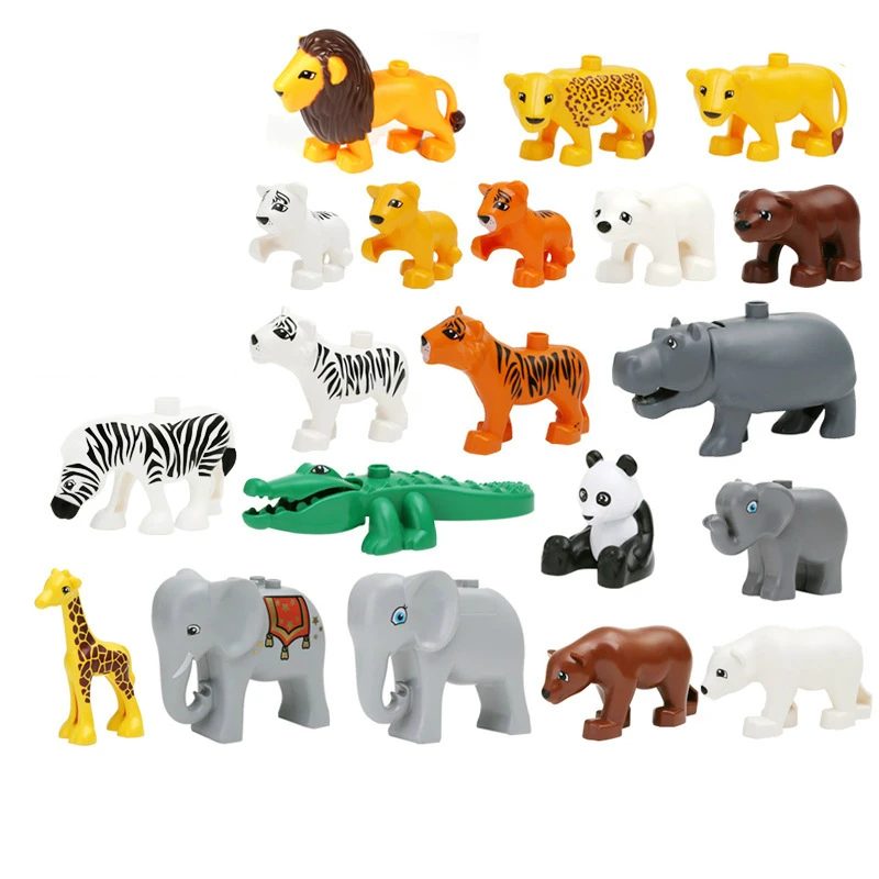 

Big Size Animal Model Figures Blocks DIY Plastic Construction Building Block Cartoon Animal Model Educational Toy For Children