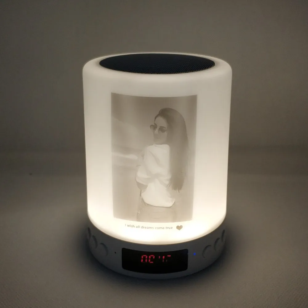 custom photo HZFCEW цветной Ночной светильник на заказ, умный портативный беспроводной bluetooth-динамик с сенсорным управлением, светодиодный прикроватный светильник FR375 - Испускаемый цвет: custom photo