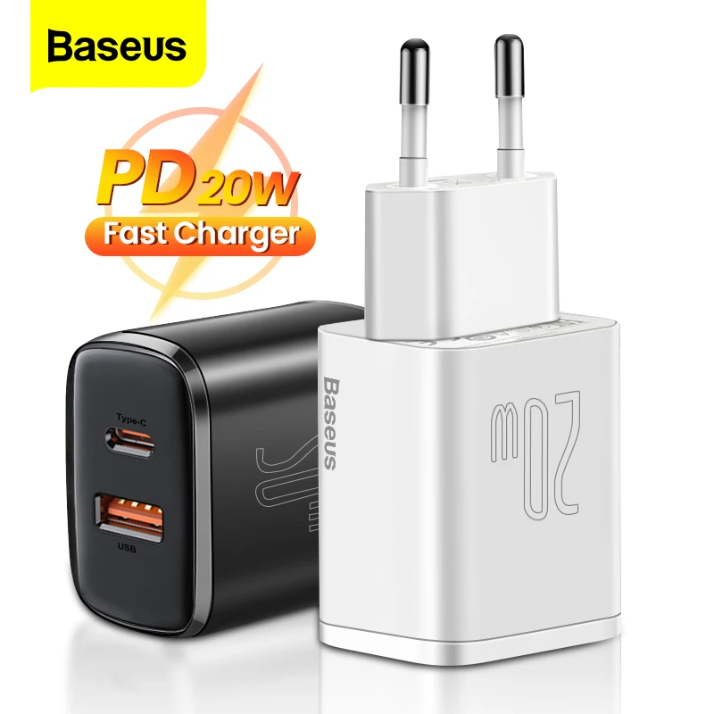 

Baseus PD 20W USB Type C Charger For iPhone 12 Pro Max Xiaomi Quick Charge 3.0 QC USB-C Fast Charging USBC Travel Wall Charger