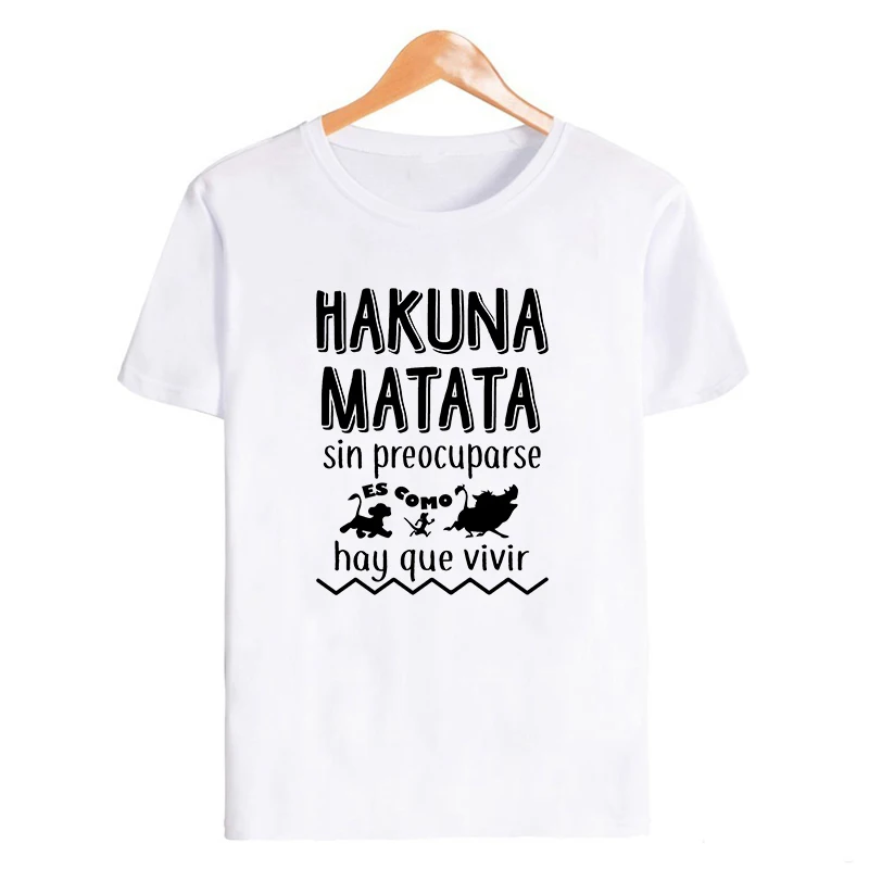 19bk019-white Showtly Hakuna Matata Women Harajuku Ullzang the lion king T-shirt Femme Homme Summer Tshirt Fashion Top Tee Female T Shirt - Цвет: 19bk019-white