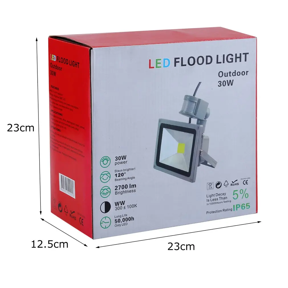 

Outdoor Lighting Super Bright LED Floodlight Waterproof Spotlight 30W Landscape Lamp With Motion Sensor Reaction Cold White