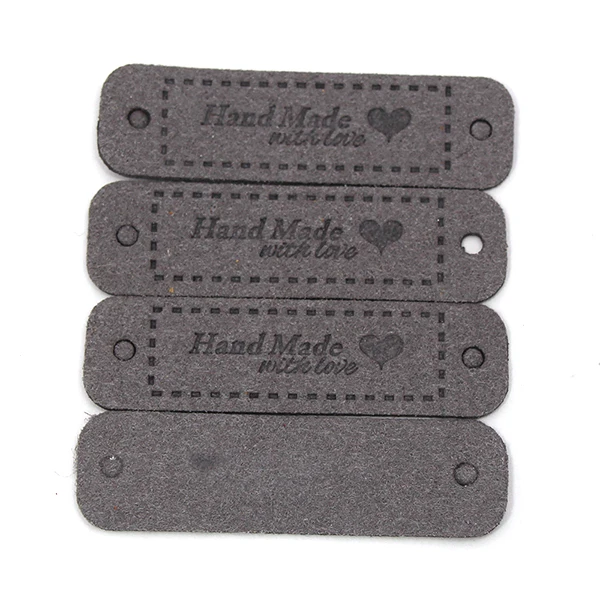 

20Pcs Hand Made With Love Labels Tags For Clothes Handmade PU Leather Labels DIY Hats Bags Sewing Tags Garment Accessories