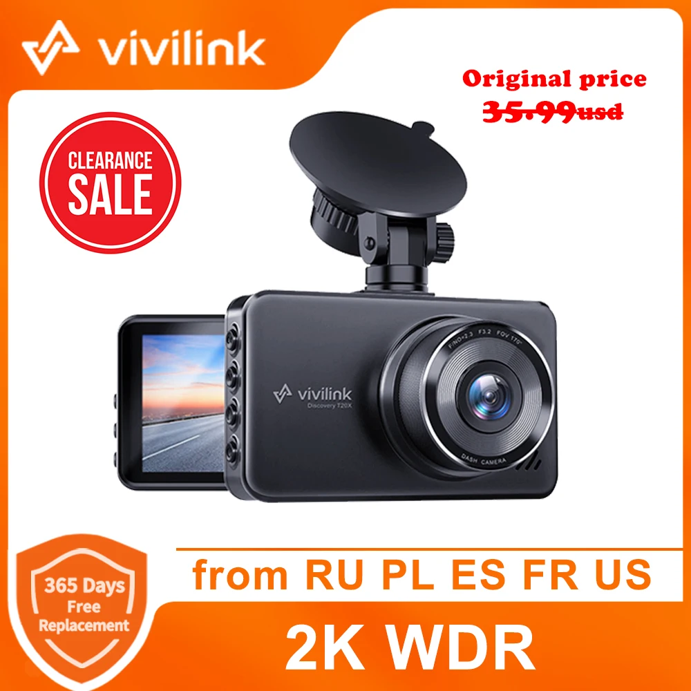 

ViviLink T20X Dashcam 2.5K Dash Cam Car DVR Mini Driving Recorder 2304*1440P WDR Night Vision 24h Parking Monitor Cam Car