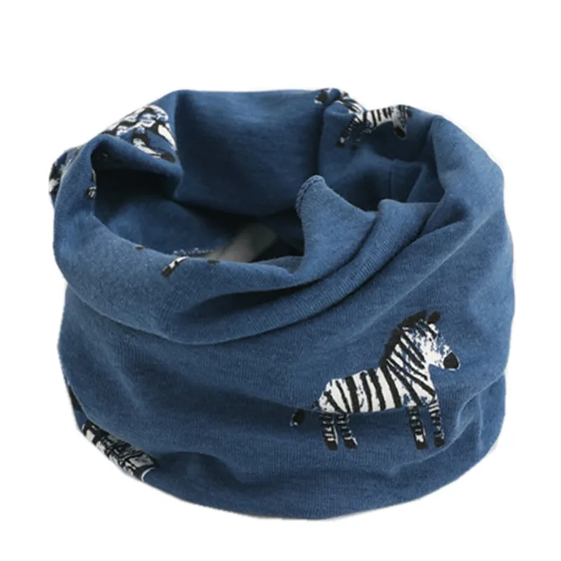 zebra blue Хлопковый детский шарф, зимний теплый детский шарф, детский шарф для девочек и мальчиков с круглым вырезом, теплый детский шарф с воротником - Цвет: zebra blue