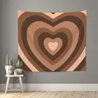 Y2k коричневый гобелен в форме сердца, настенный гобелен в стиле хиппи из полиэстера, настенный гобелен, украшение в эстетическом стиле, декор для комнаты 95x73 см