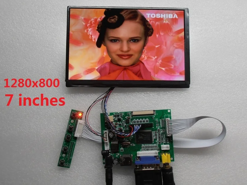 HDMI+VGA+2AV 7-inch LCD display module IPS LCD screen LCD panel HD 1280X800 LCD car driver board Reversing priority