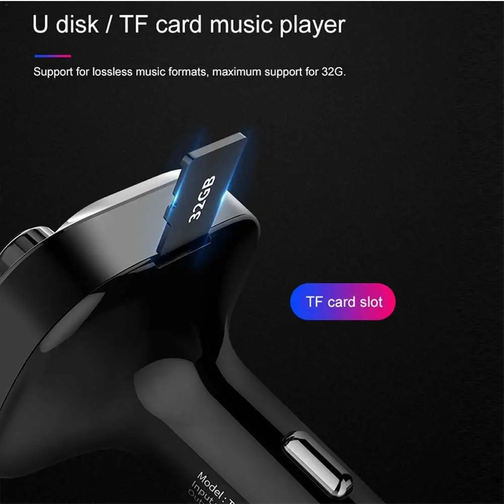 fm-модулятор Автомобильный MP3-плеер Bluetooth fm-передатчик комплект Hands-Free 3.1A двойной USB Автомобильное зарядное устройство type-c