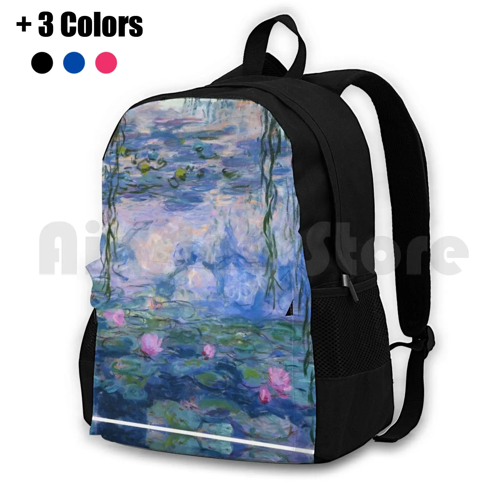 

Claude-Water Lilies Outdoor Hiking Backpack Riding Climbing Sports Bag Water Flowers Travel View Petal Flora Climate Reflection
