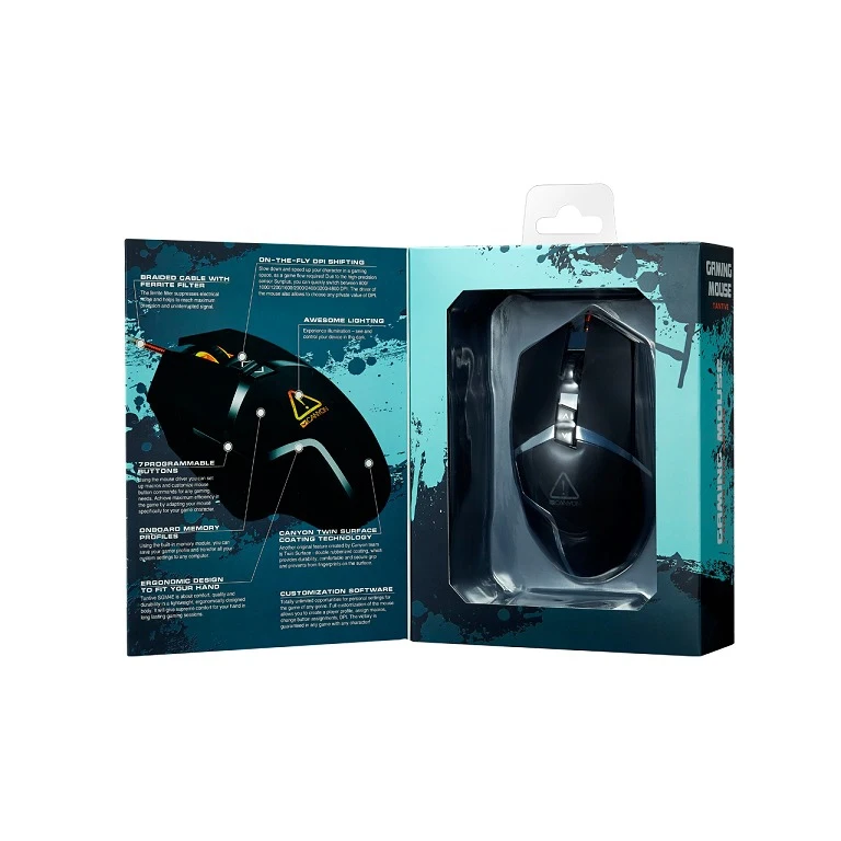 Игровая мышь CANYON Tantive CND-SGM4E 800/1000/1200/1600/2000/2400/3200/4800 DPI 7 программируемых кнопок