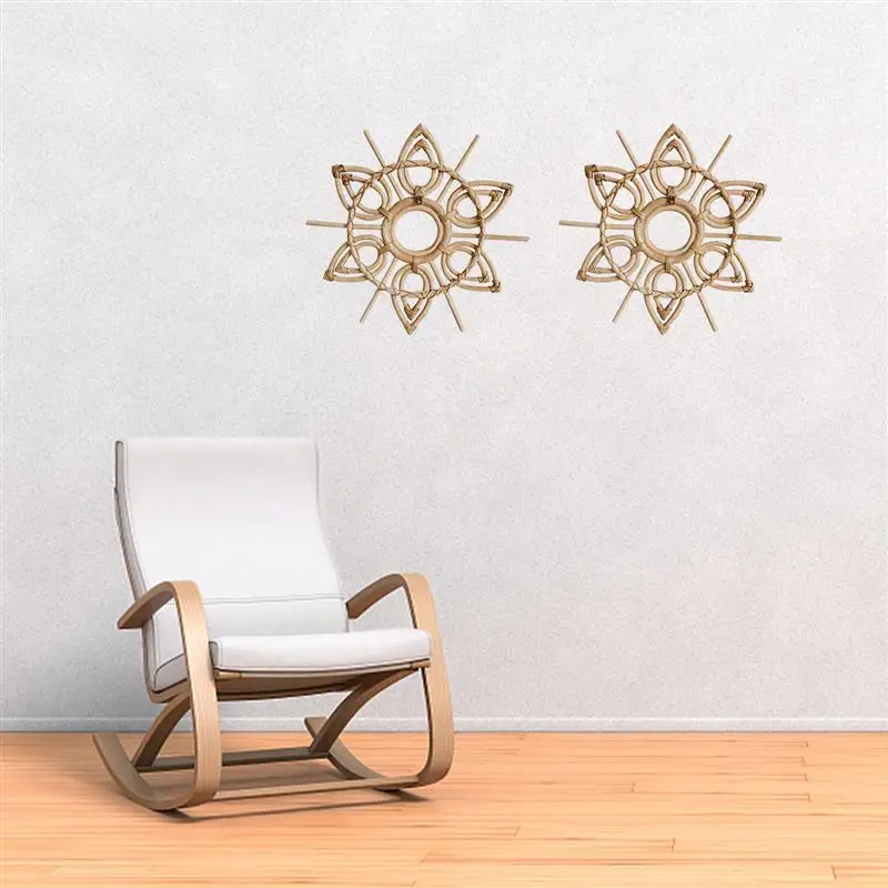 

Rattan Mirror Frame Style Crafts Flower Frame Creative Photo Hanging Wall Mirror Frame Living Room Bedroom Decoration