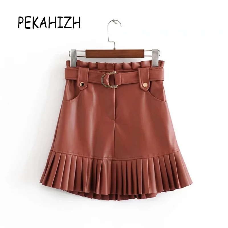 Сексуальные плиссированные юбки с высокой талией шикарные черные из