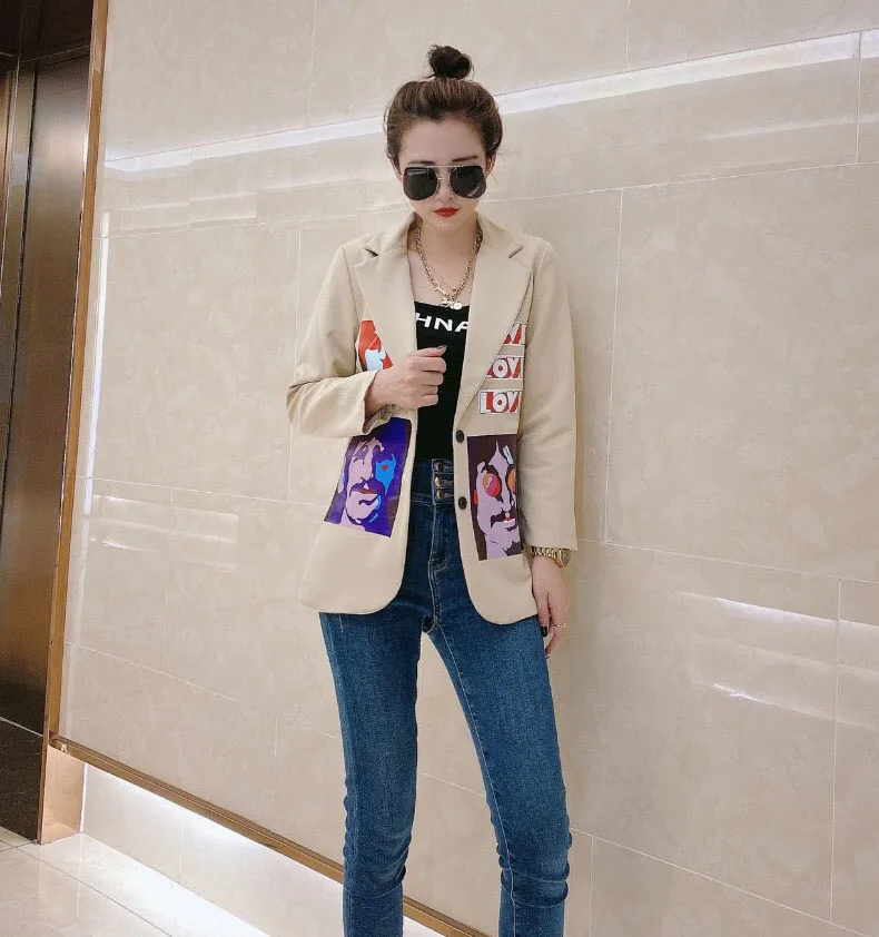 Женский пиджак с принтом демисезонный в готическом стиле | Женская одежда