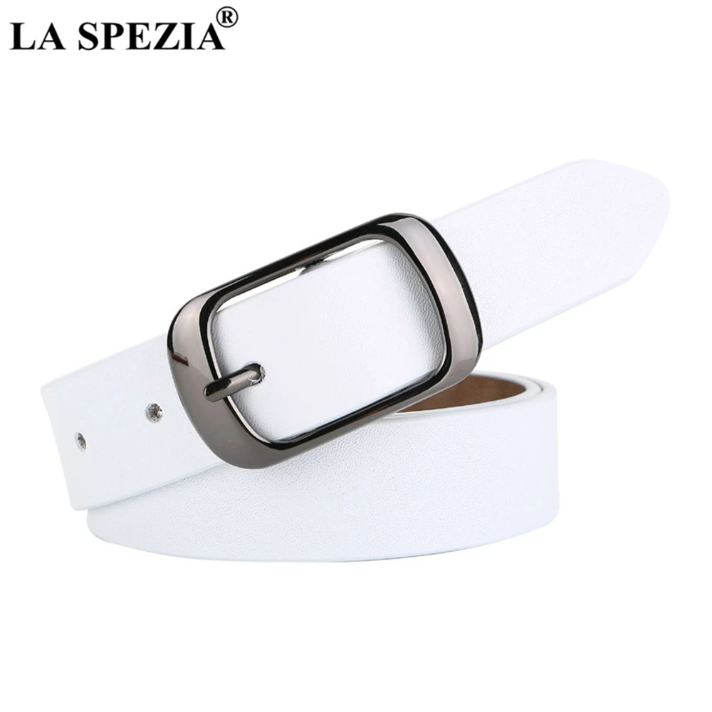 

White Women Belt Cowskin Pin Buckle Genuine Leather Belts for Trousers High Quality Casual Solid Women Belt 105 110