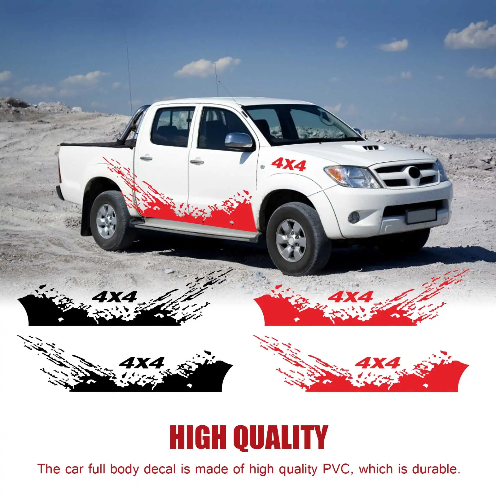 

190cm 4x4 Off-Road Vehicle Sticker Car Side Body Decor Reflective Sticker Vinyl PVC Car Styling Decal For SUV RV Camper Offroad