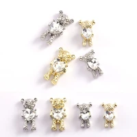 10pcs nail accessories lovely bear with heart metal diamond 3d charms crystal rhinetones for nail art manicureddiy wholesale